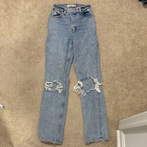 Abercrombie & Fitch Light Blue Distressed Straight Leg Jeans